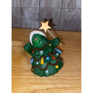 Hallmark 1982 Jolly Resin Christmas Tree Figurine Ornament Santa Hat Magic Wand